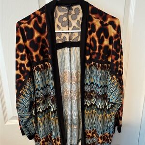 Rafaella Multicolor Leopard and Geometric Cardigan